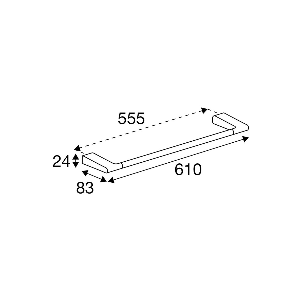 Handduksstång Pressalit Style Enkel 610 mm