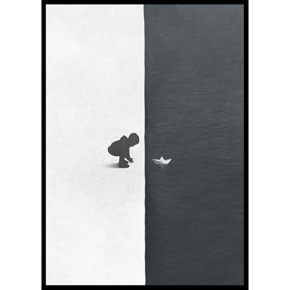 Poster Gallerix Child With Boat Contrast