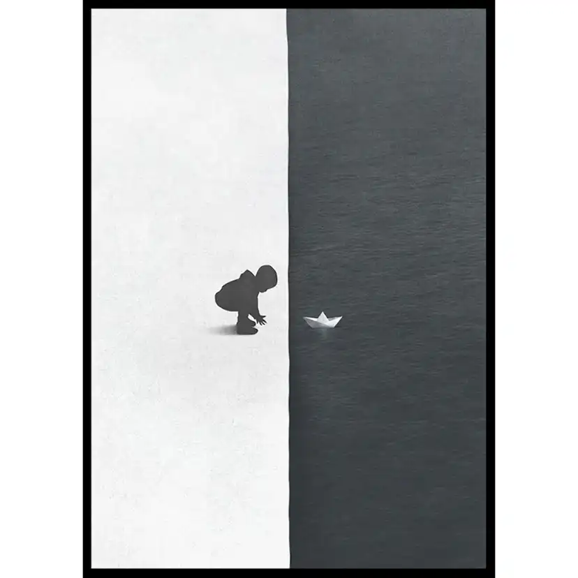 Poster Gallerix Child With Boat Contrast