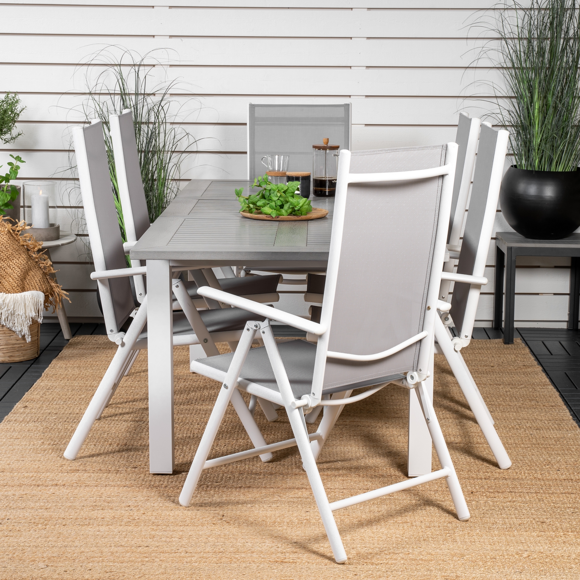 Albany Dining Table 152/210*90 - White Alu / Grey Aintwood+B Vit/Grå