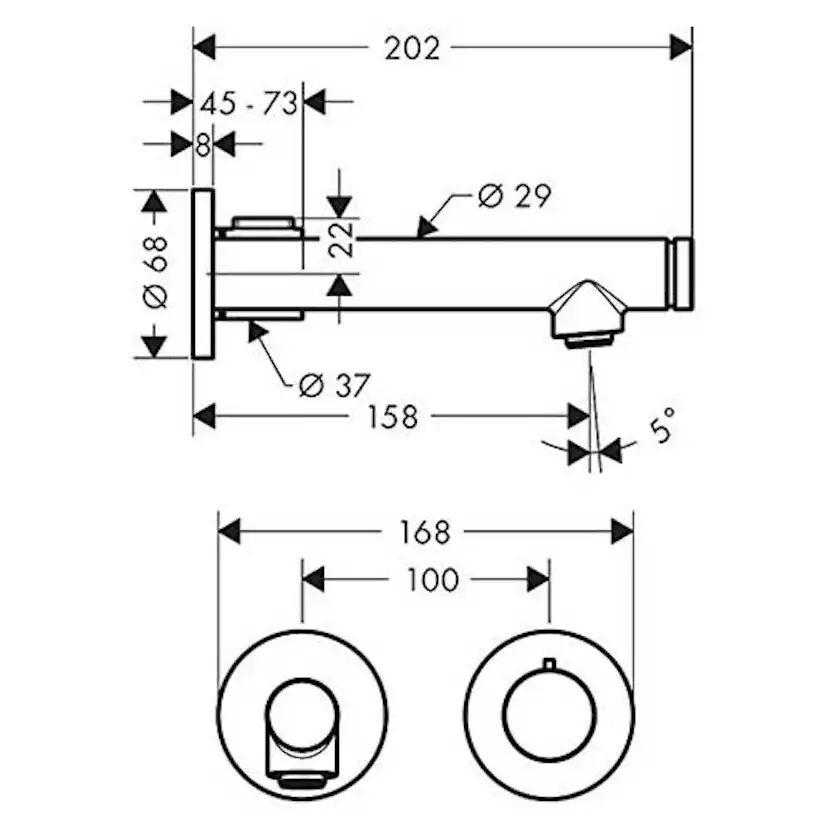 Tvättställsblandare Axor Uno Select 160 mm för Inb Krom, 160 mm