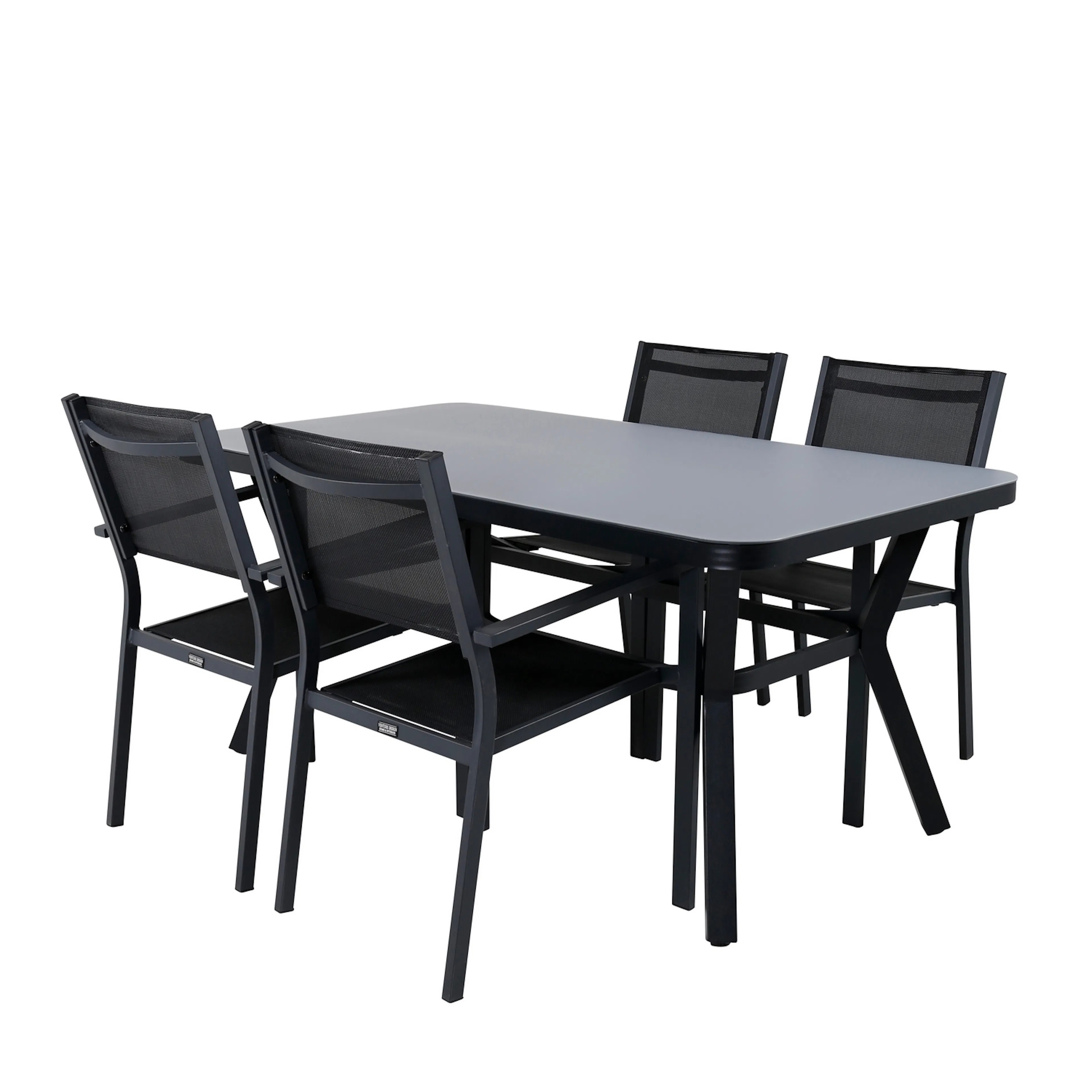 Virya Dining Table - BLACK Alu / Grey Glass - small table+Co Svart