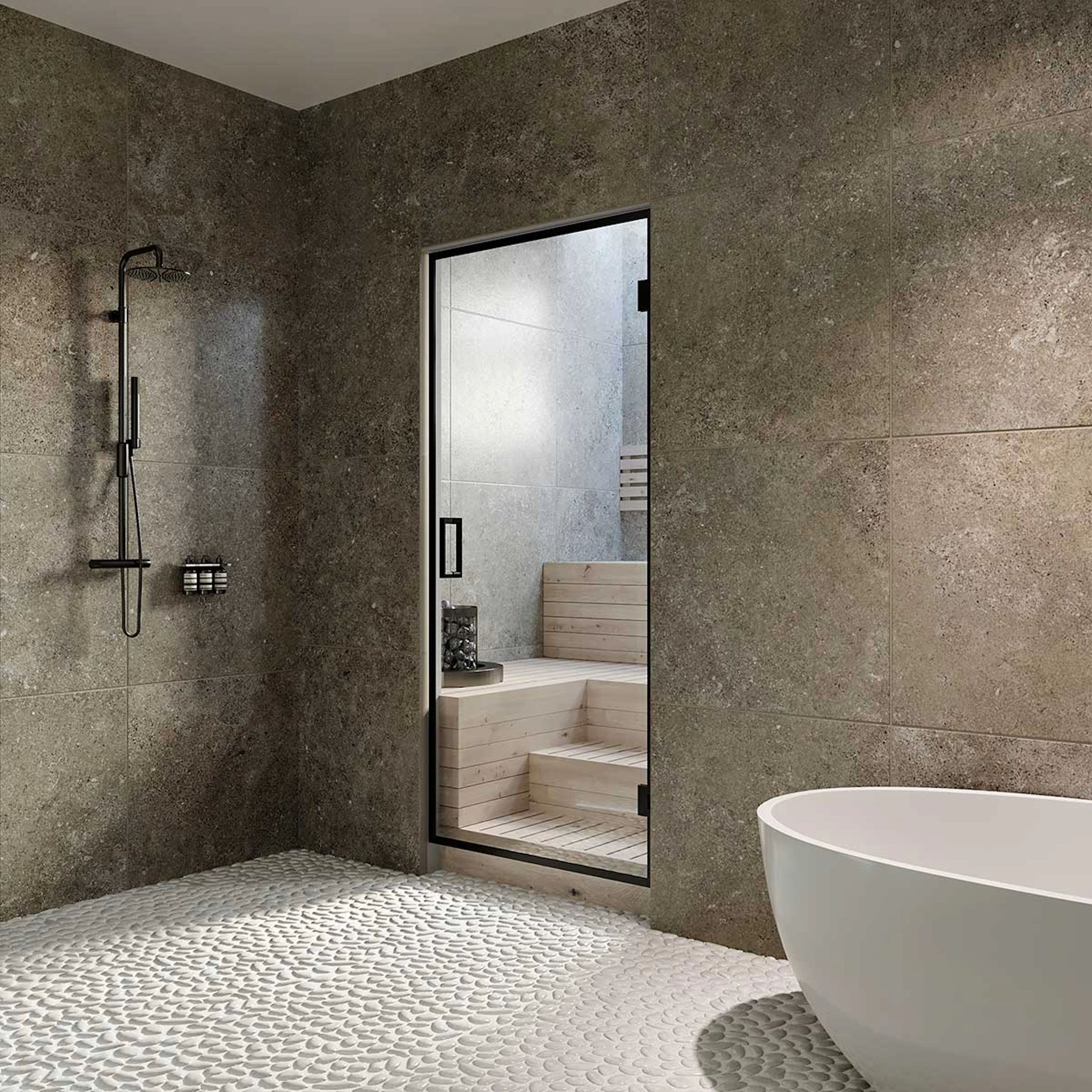 Bastudörr Bläk 670 New York 700mm 700x1885 Klarglas