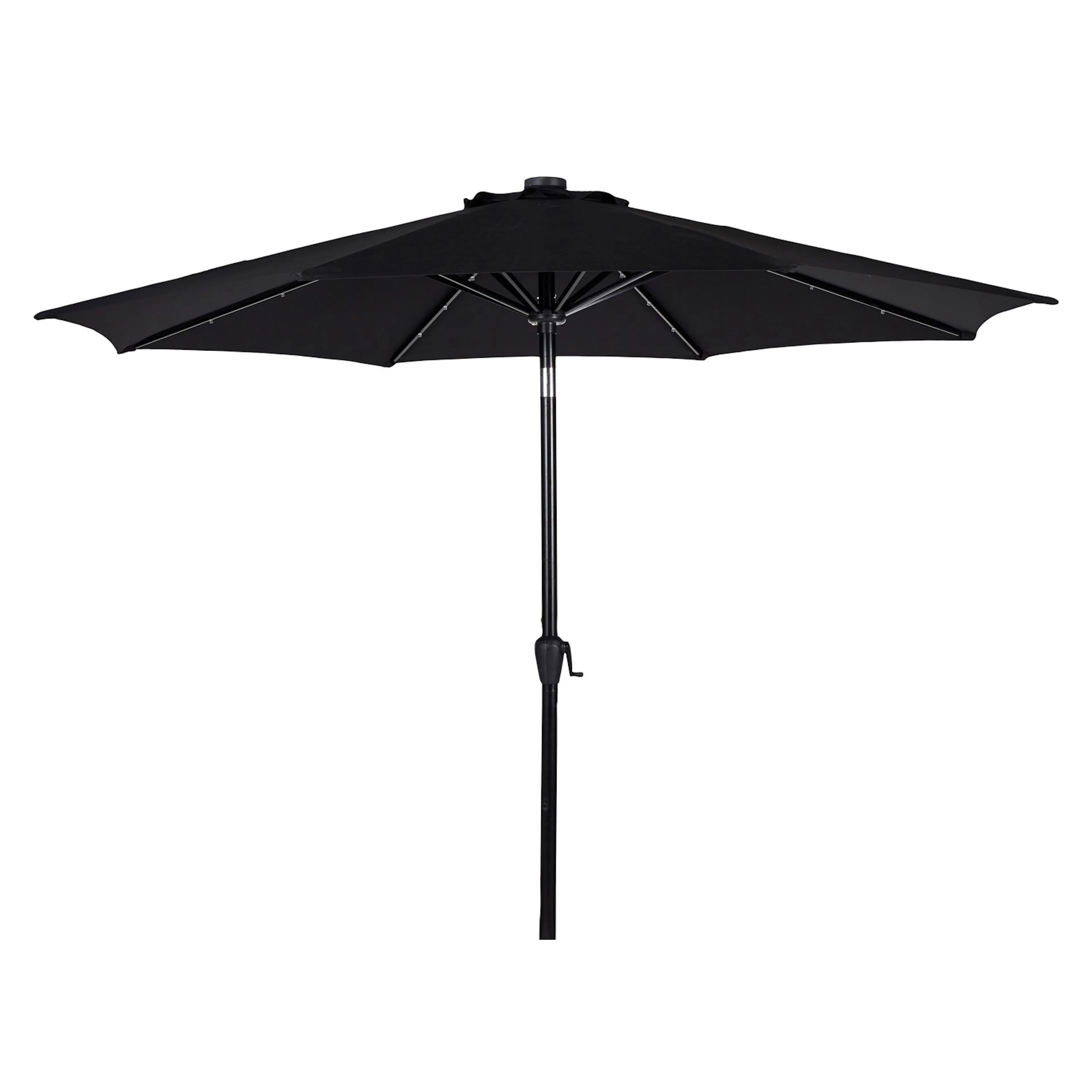 UMBRELLA W/CRANK W/SOLAR/LED W/TILT Ø3M (47340) Svart/Svart