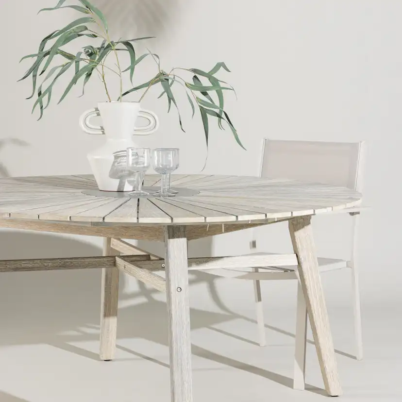 Utebord Venture Home Rives Ø150 cm, Runt Träbord för Utomhusbruk