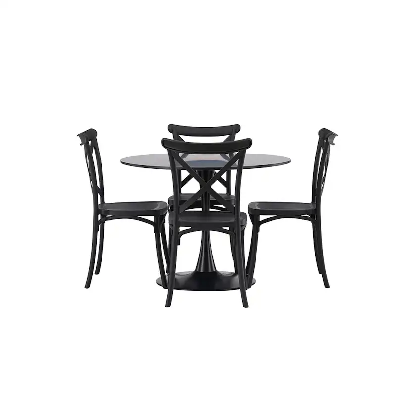 Matgrupp Venture Home Glade Ø 100 cm med 4 Crosett Stolar