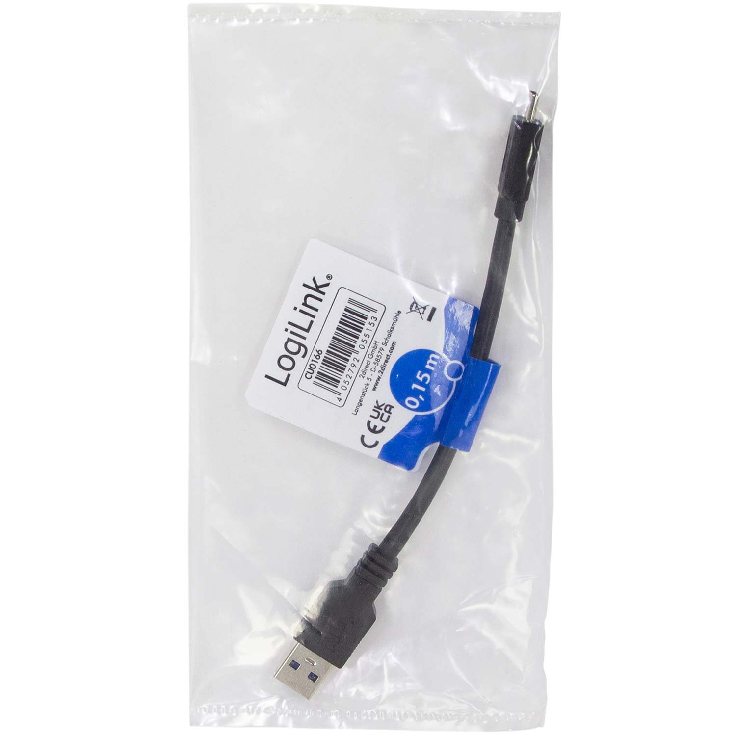 USB-C-kabel LogiLink USB 3.2 Gen1 15W 0,15 m