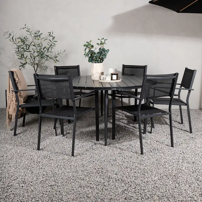 Matgrupp Venture Home Break Ø150 med 6 Copacabana Stapelstolar