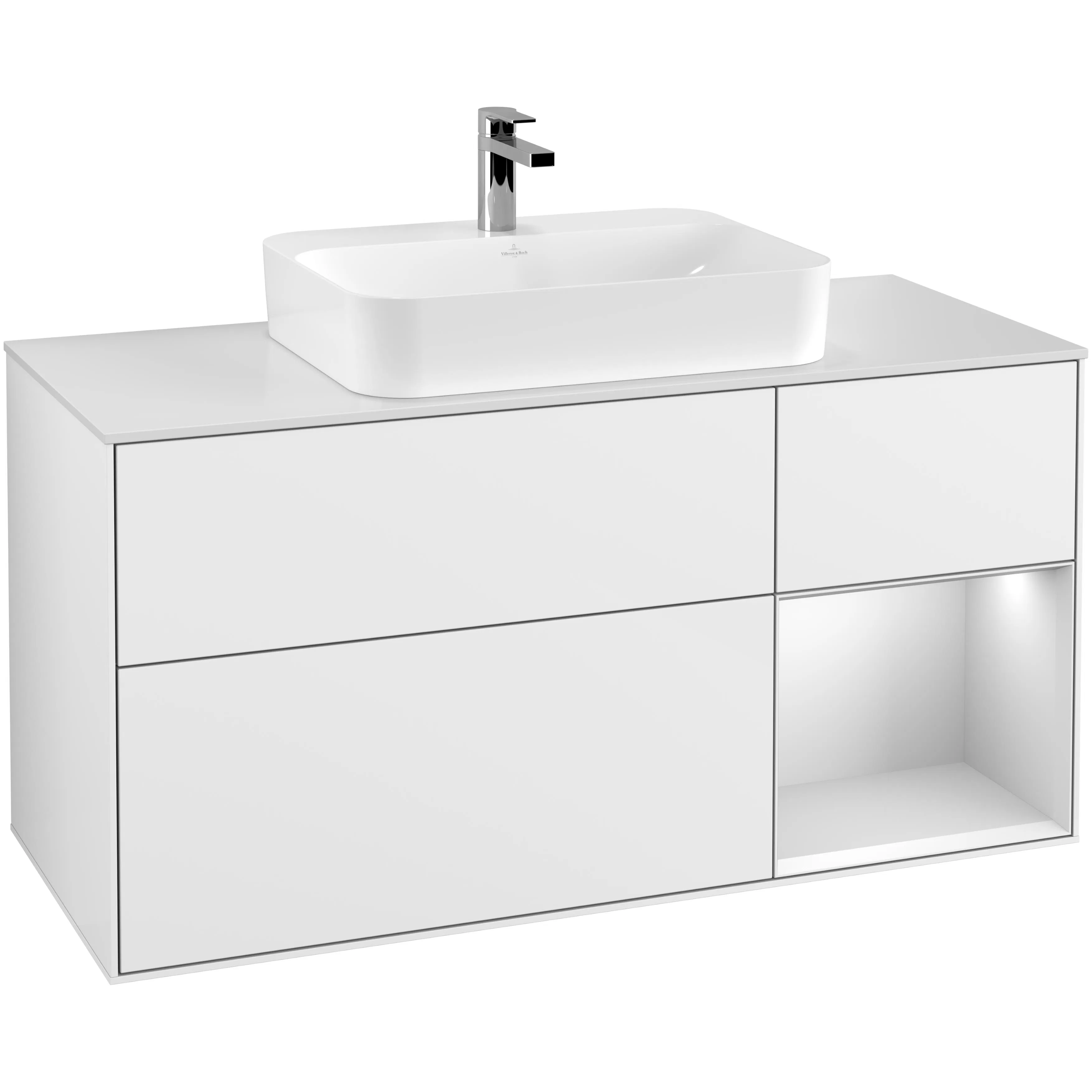 Tvättställsskåp Villeroy & Boch Finion med 3 Lådor Hylla och Bänkskiva för Ytmonterat Tvättställ