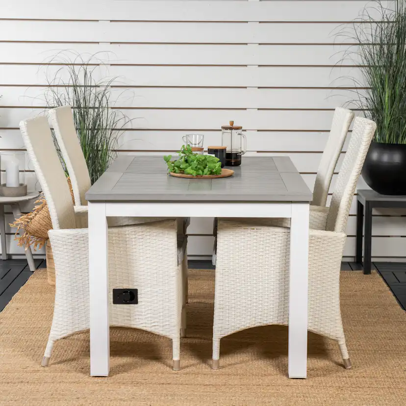 Albany Dining Table 152/210*90 - White Alu / Grey Aintwood+P Vit/Grå