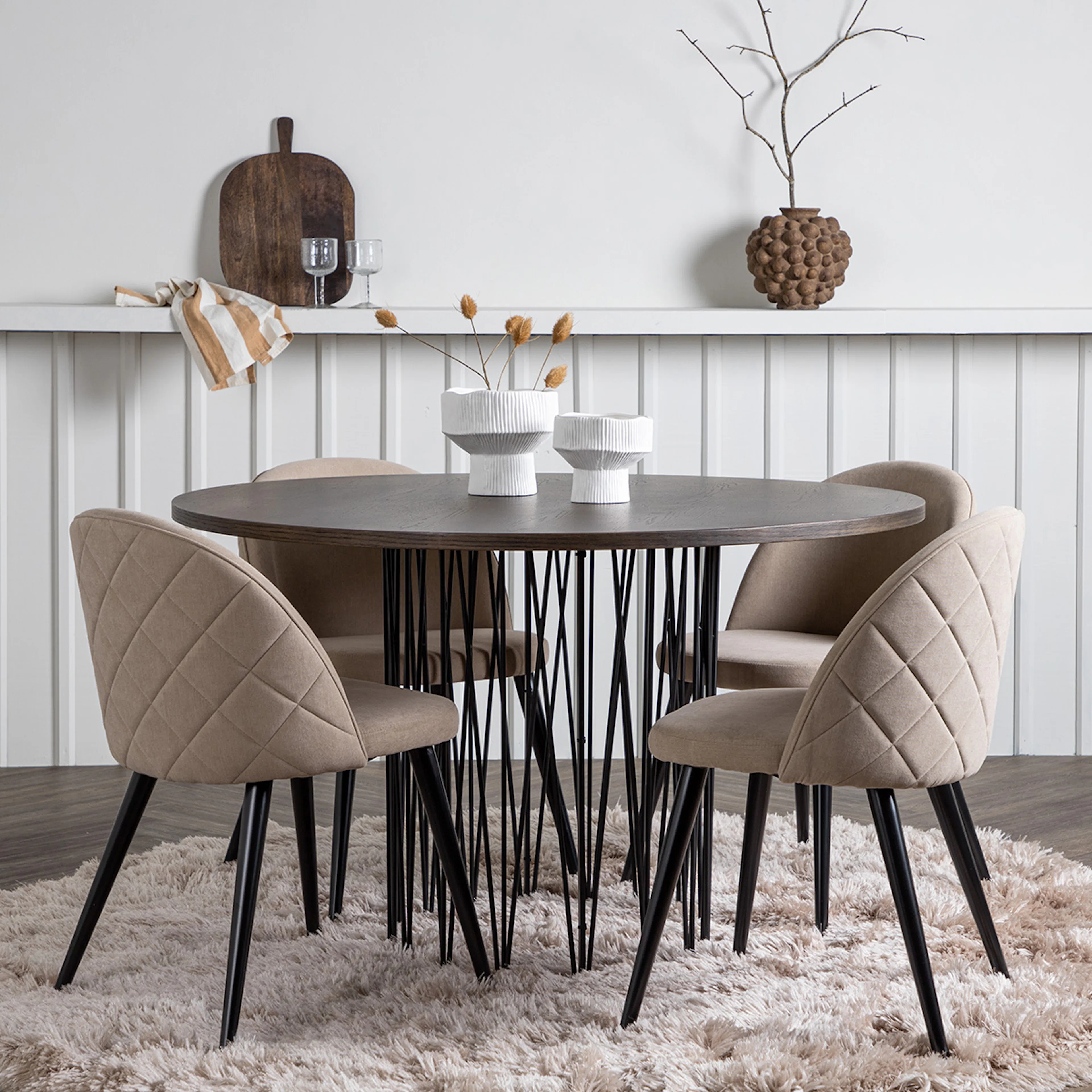 Matgrupp furniture/fashion Stone med 4 Velvet Stitches Stolar