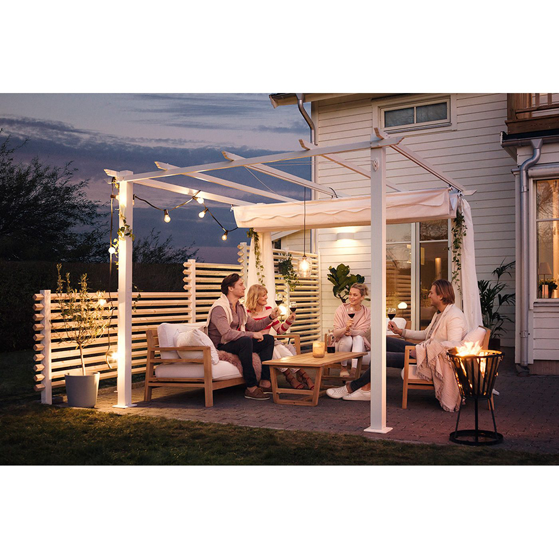 Pergola 3x3 m Vit Vit/Vit