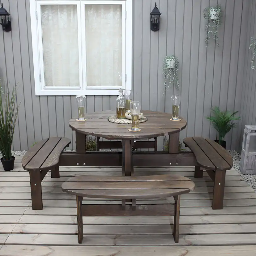 Picknickbord Baltic Garden Rondo Picnic, Robust Bänkbord med 8 Sittplatser