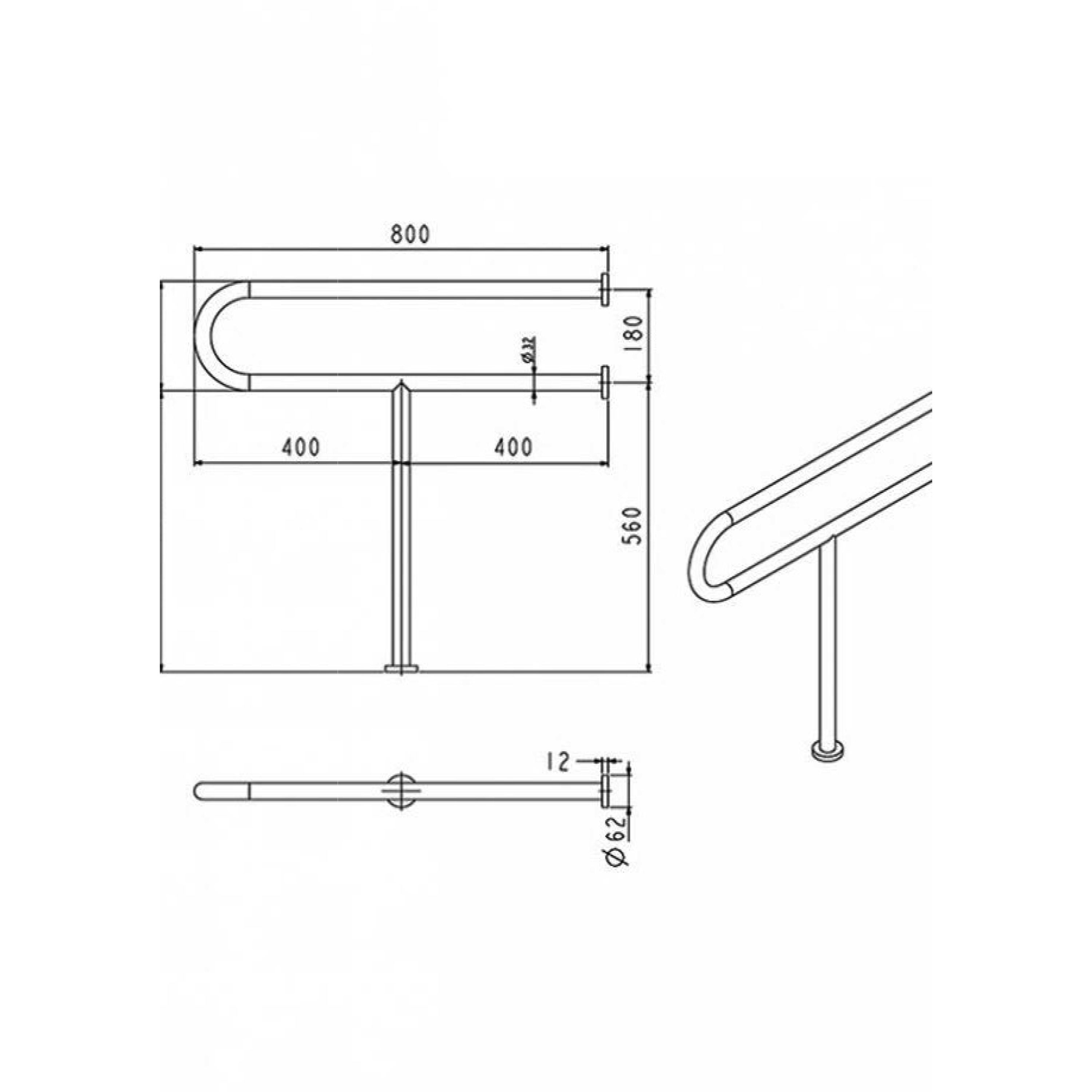 Toalettarmstöd Strand Stainless GRABBA TS795B