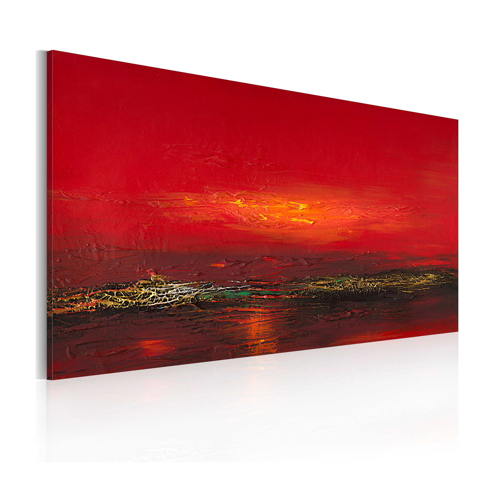 Handmålad Tavla Arkiio  Röd Solnedgång Över Havet 120x60