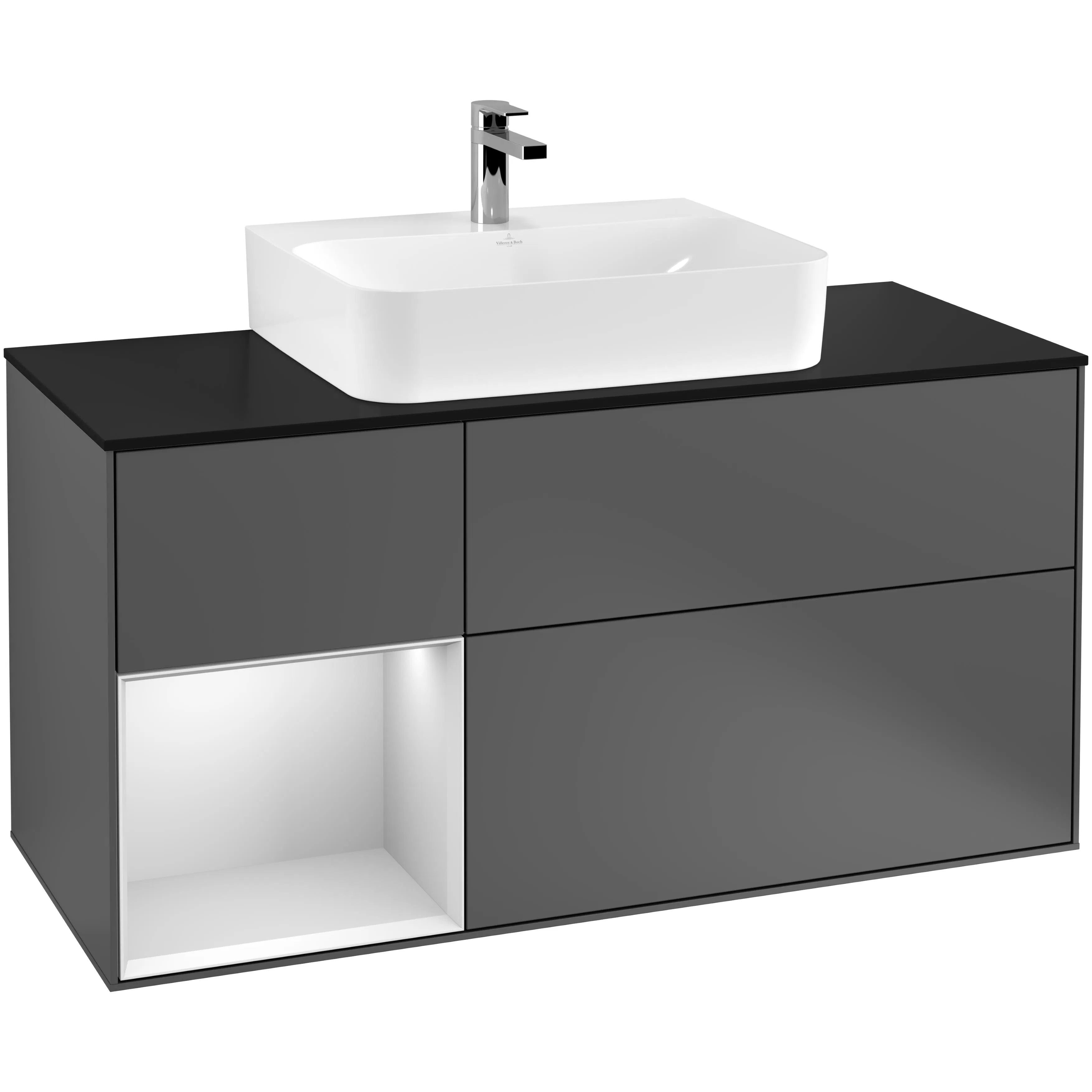 Tvättställsskåp Villeroy & Boch Finion med 3 Lådor Hylla och Bänkskiva för Centrerat Tvättställ