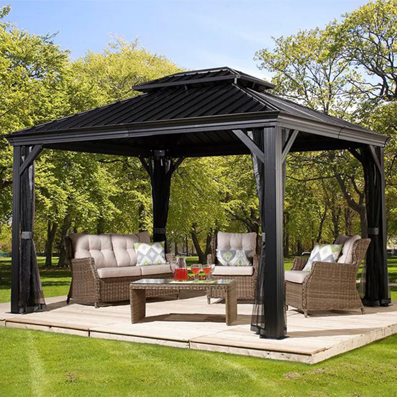Pergola gop Messina Area 11 m2, Stomme: Svart, Tak: Svart