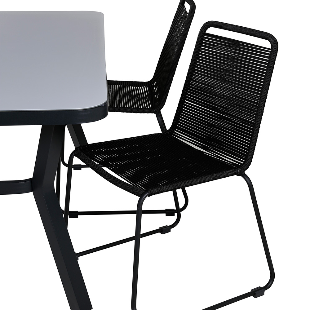 Matgrupp Venture Home Vyn med 4 Lumi Stapelbara Matstolar