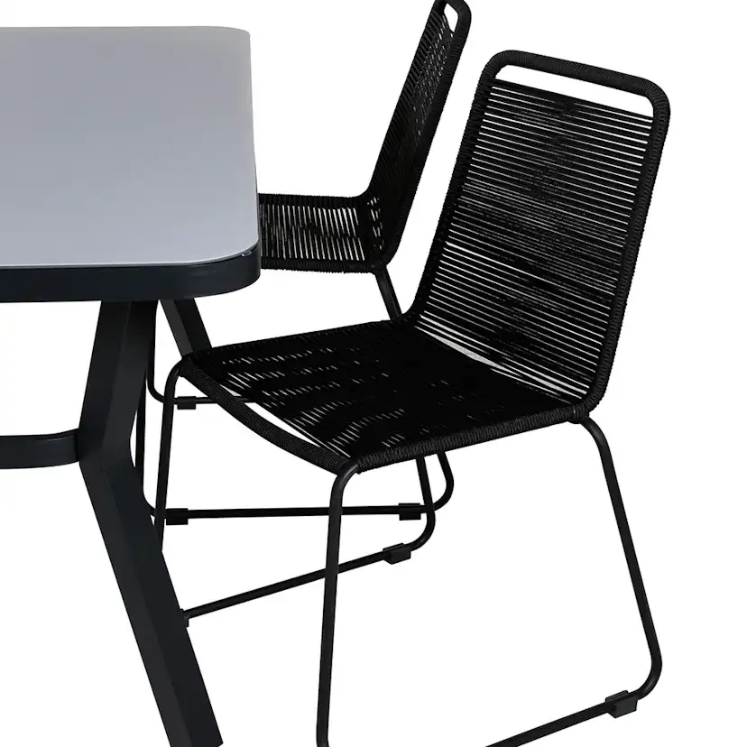Matgrupp Venture Home Vyn med 4 Lumi Stapelbara Matstolar