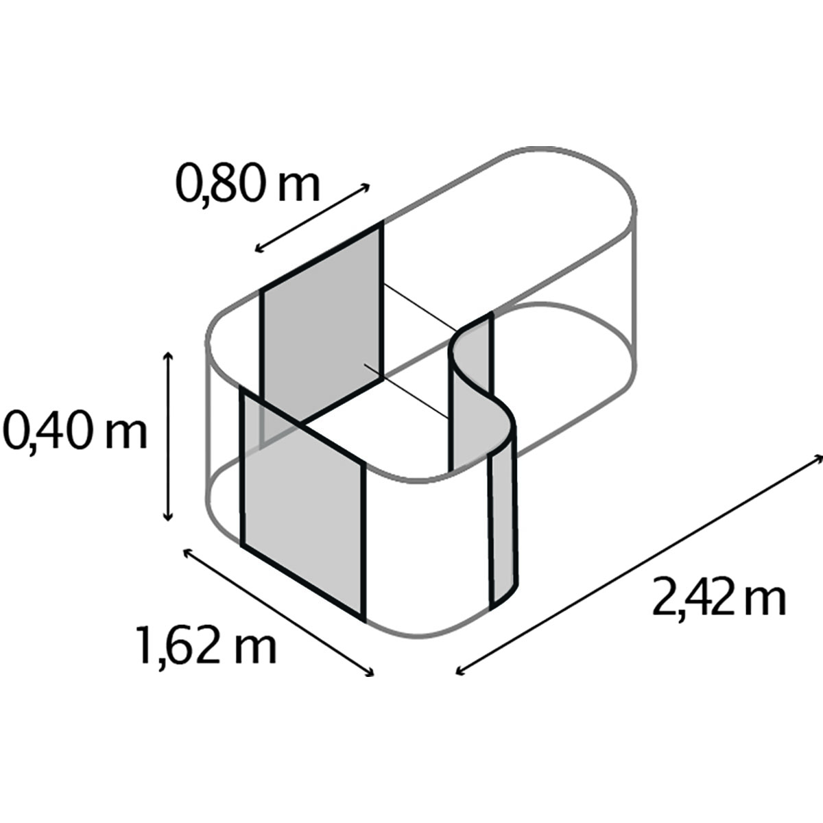 Odlingskant Vitavia Curve 401 Antracit