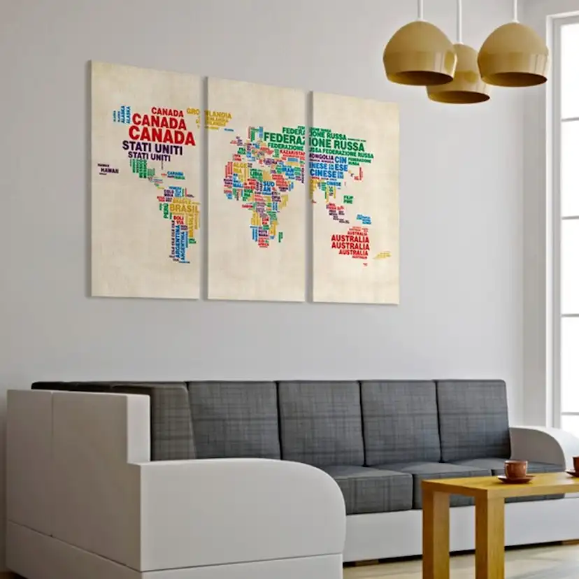 Tavla Arkiio Italienska Namnen På De Länder I Klara Färger Triptych