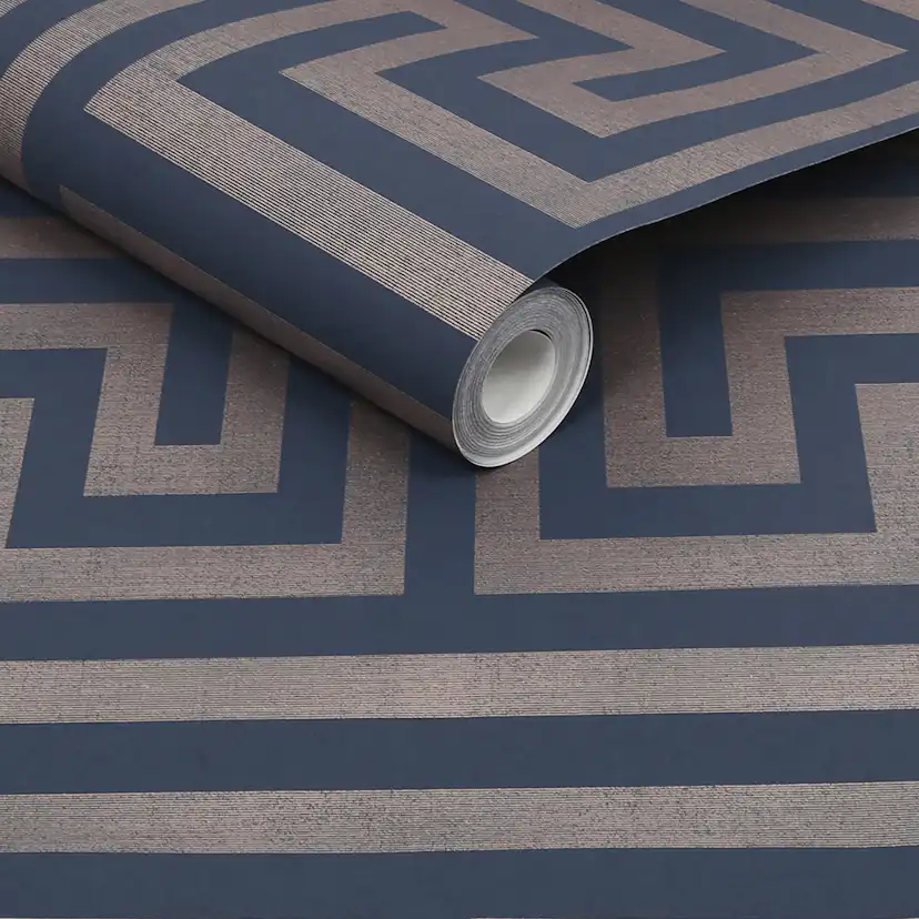 Tapet NEXT Metallic Greek Key Navy