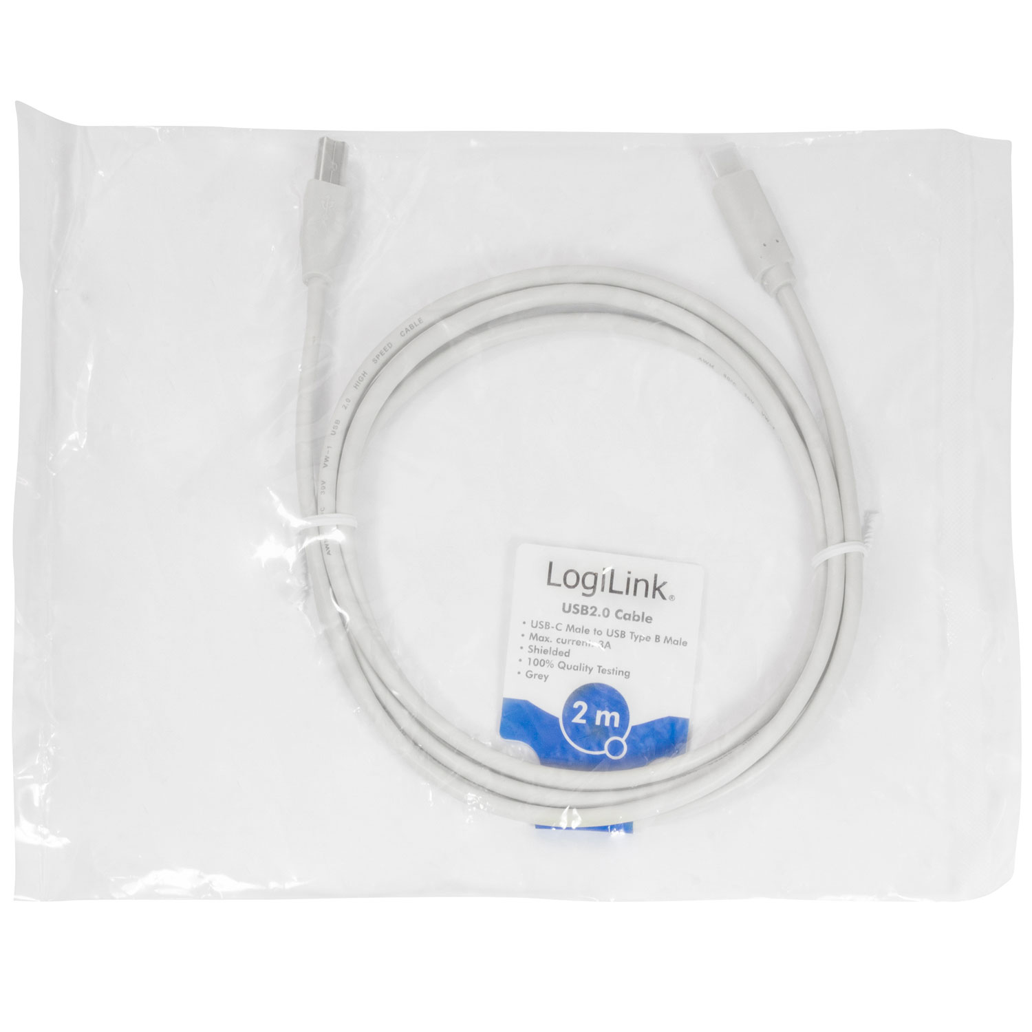 Kabel LogiLink USB-C till USB-B 2.0 2 m