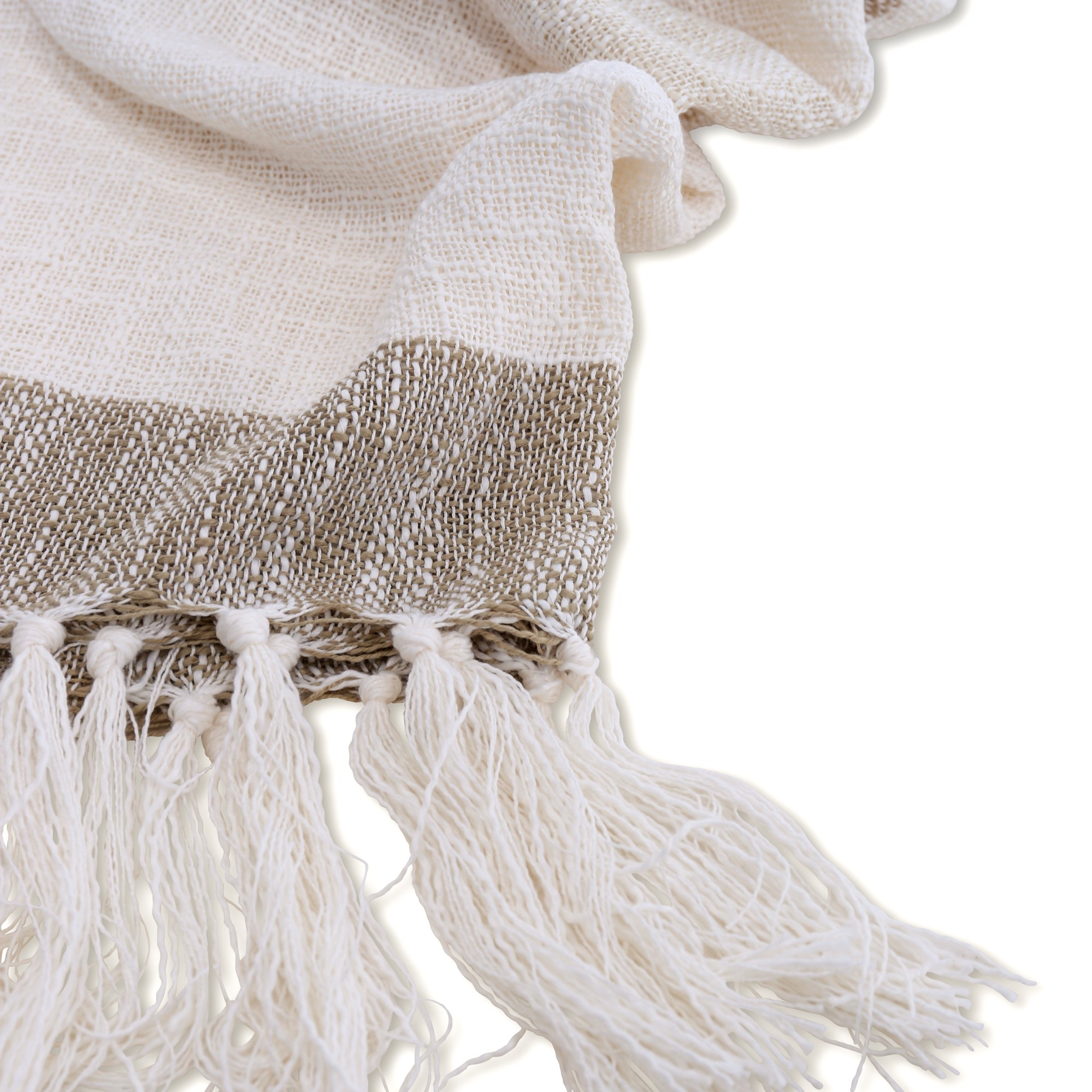Sandy Throw Slub/polyester - Offwhite/beige/brown / - 130*17 Beige/Brun/Vit