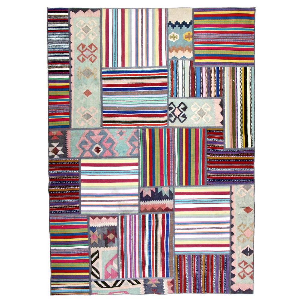 Persisk Patchworkmatta Arkiio Kelim Flerfärgad 164x232