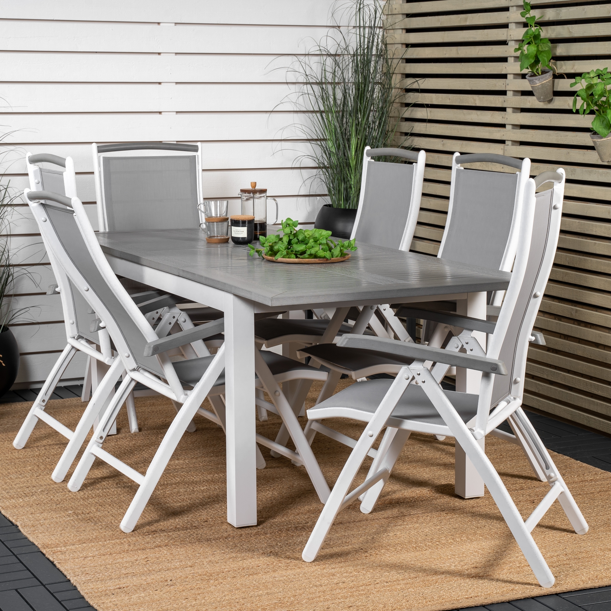 Albany Dining Table 152/210*90 - White Alu / Grey Aintwood+A Grå