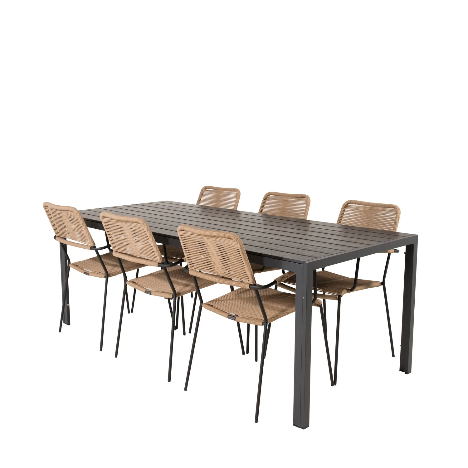 Break Dining Table - 205*90 - Svart Alu / Svart Aintwood+Lin Svart/Natur