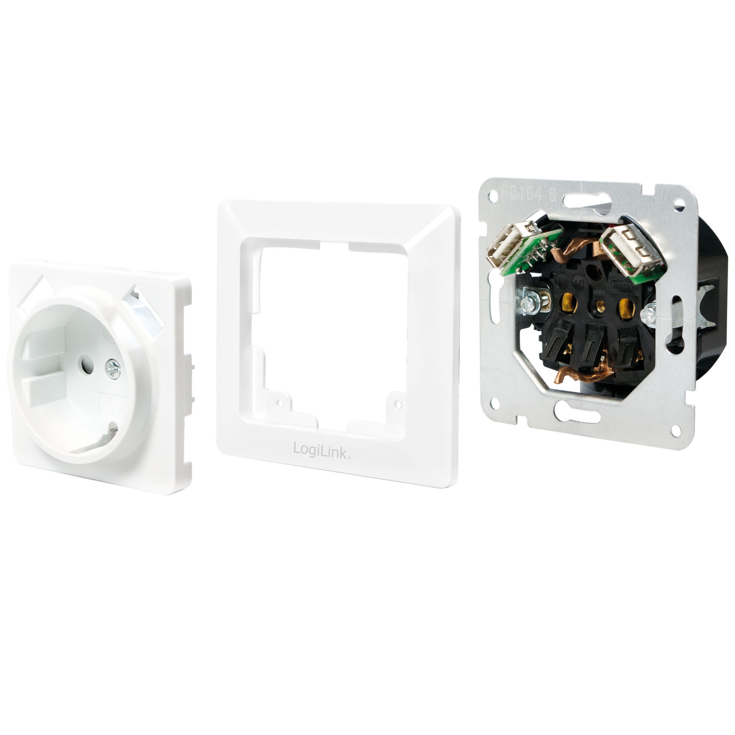 Vägguttag LogiLink 230V Med 2xUSB 2,1A