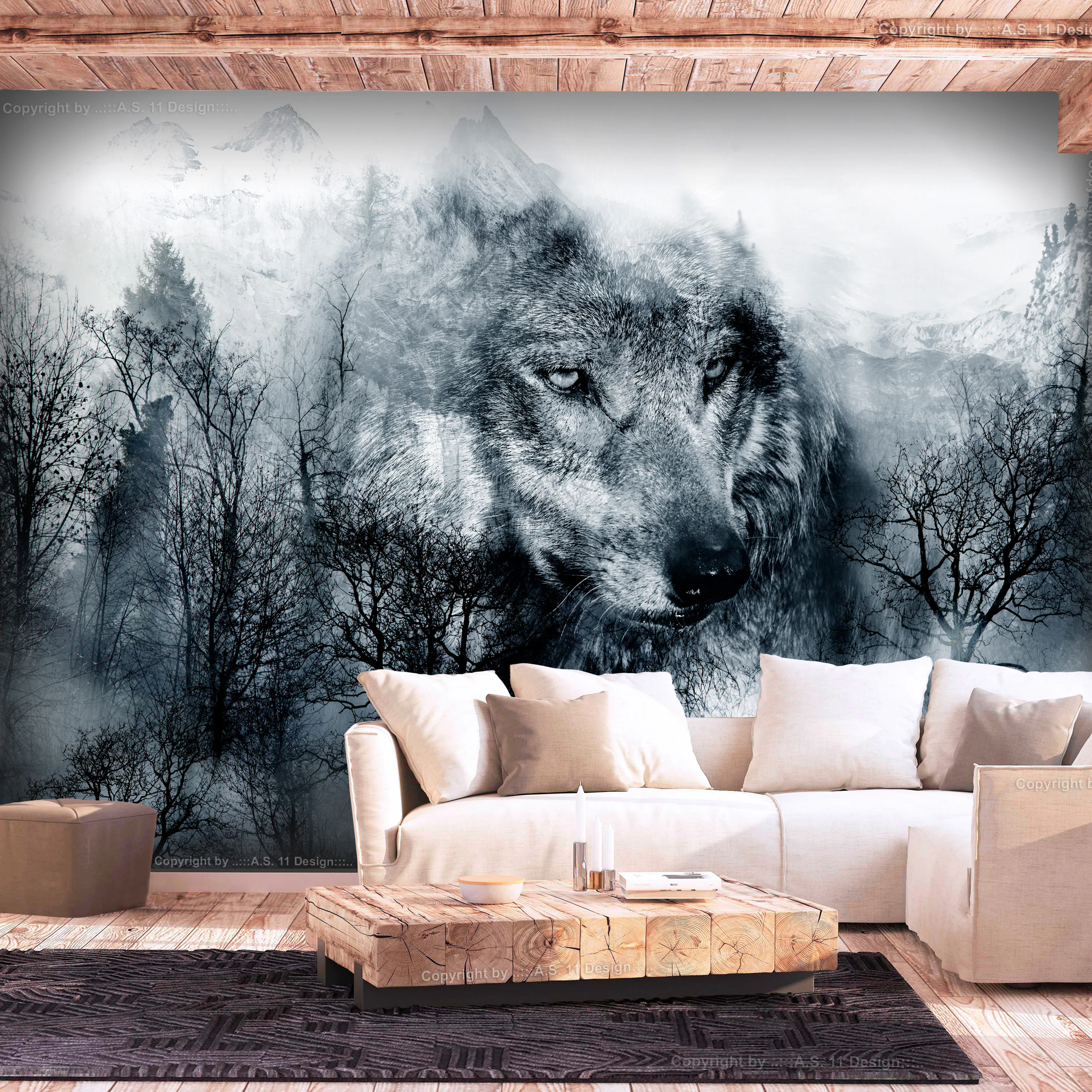 Fototapet Arkiio Mountain Predator Black And White