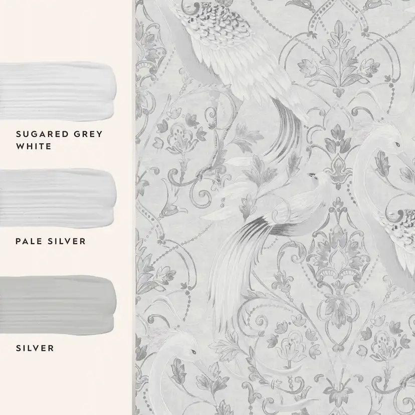 Tapet Laura Ashley Tregaron Silver 119868 EasyUp, Mönstrad Silver