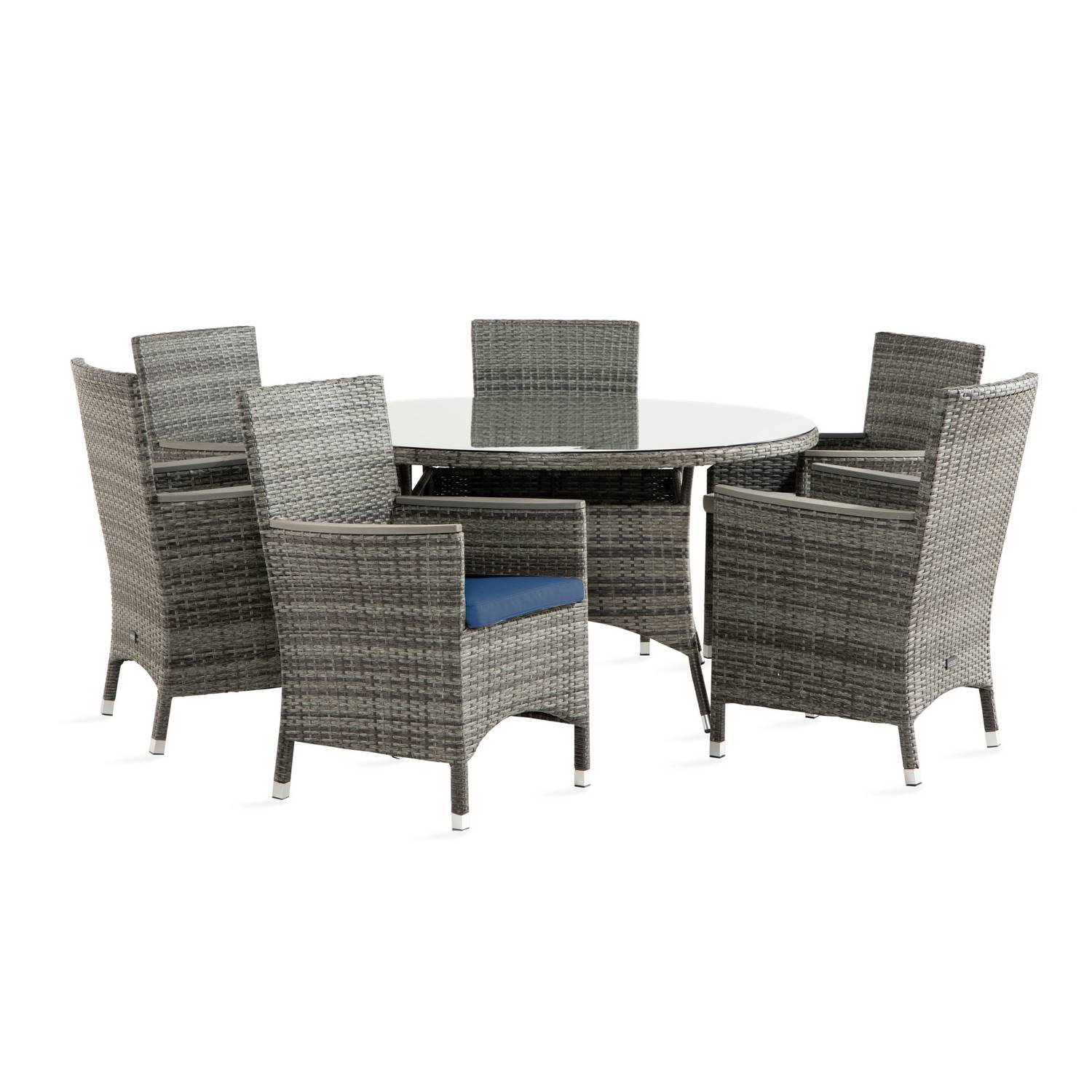 Matgrupp Comfort Garden Thor Matgrupp Utomhus 140 Rund med 6 Thor Lyx Stol m Armstöd m Dyna