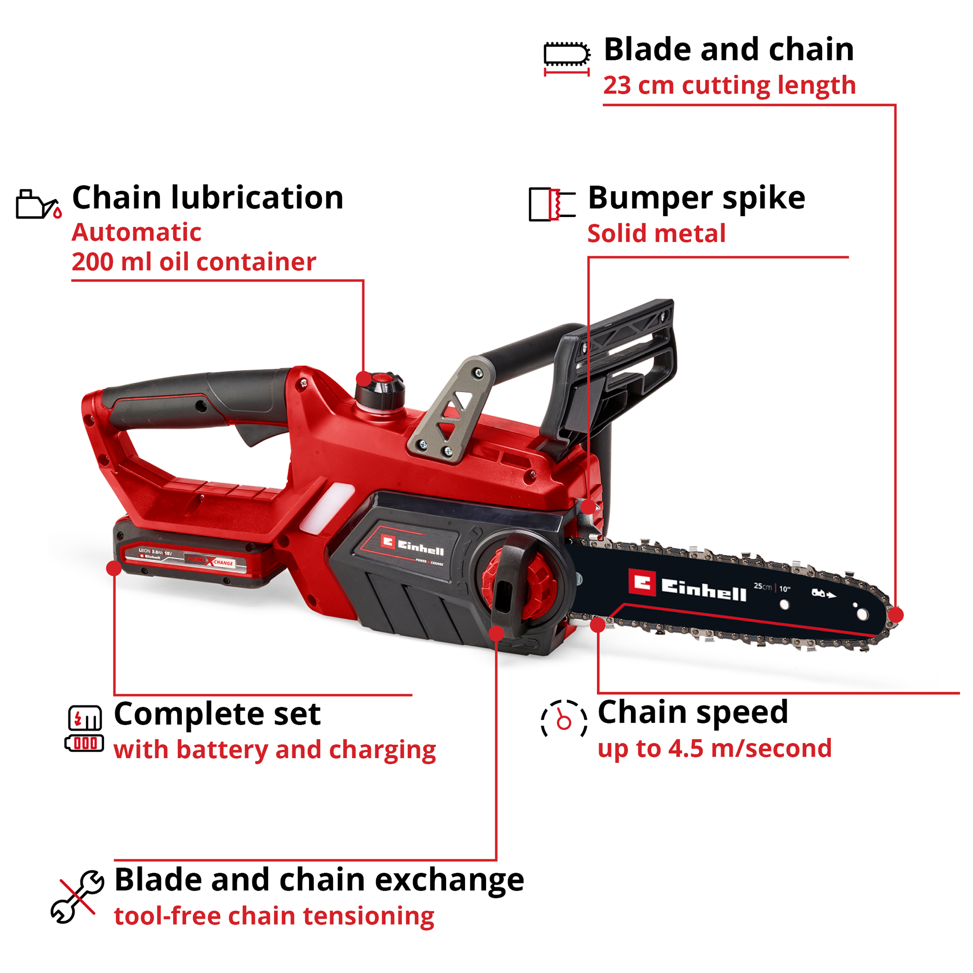 Motorsåg Einhell GE-LC 18 Li Kit (1x3Ah)