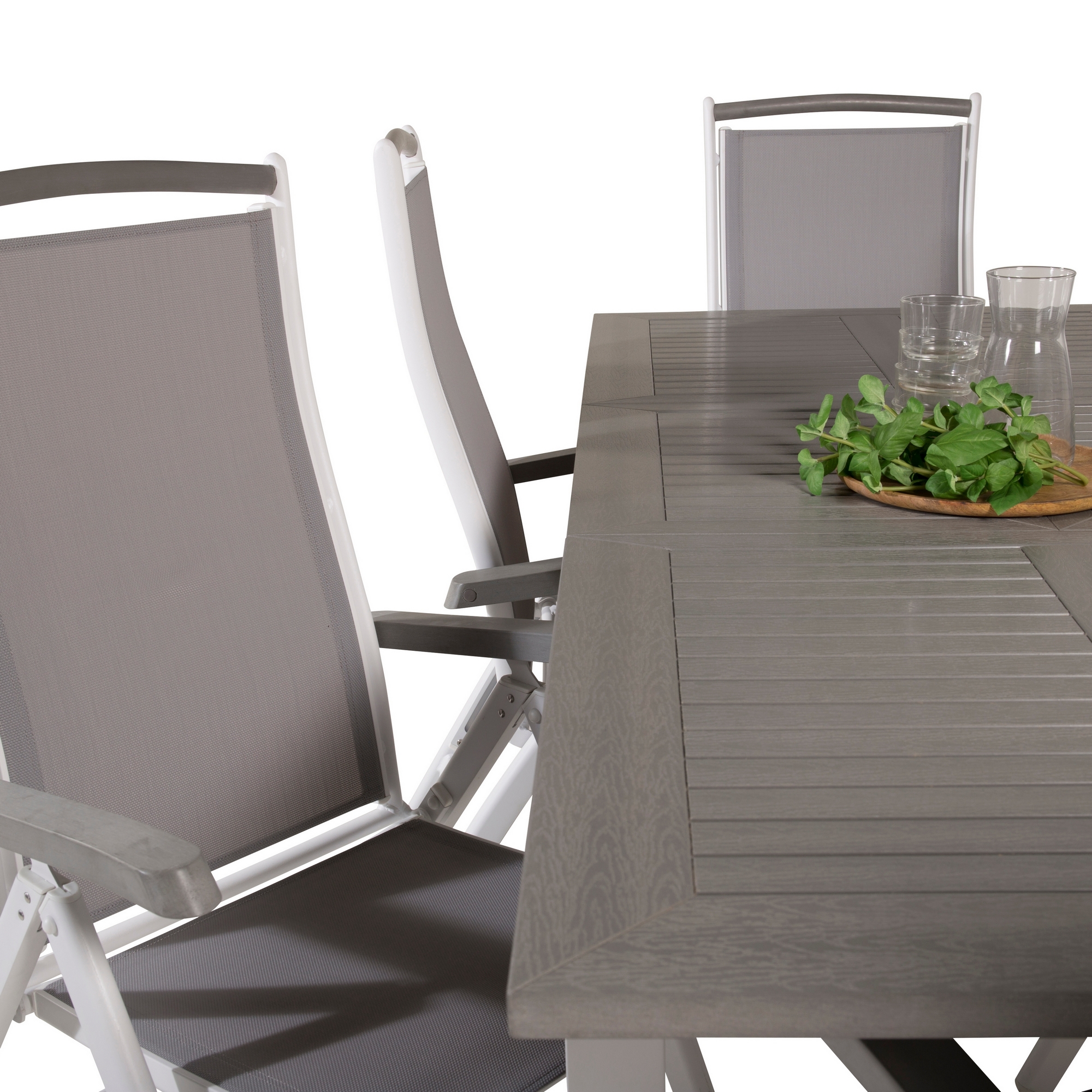 Albany Dining Table 152/210*90 - White Alu / Grey Aintwood+A Grå