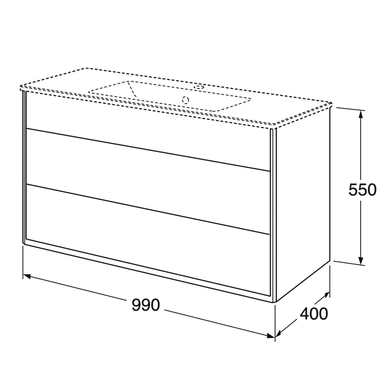 Tvättställsskåp Gustavsberg Graphic Kommod 100 cm utan Tvättställ