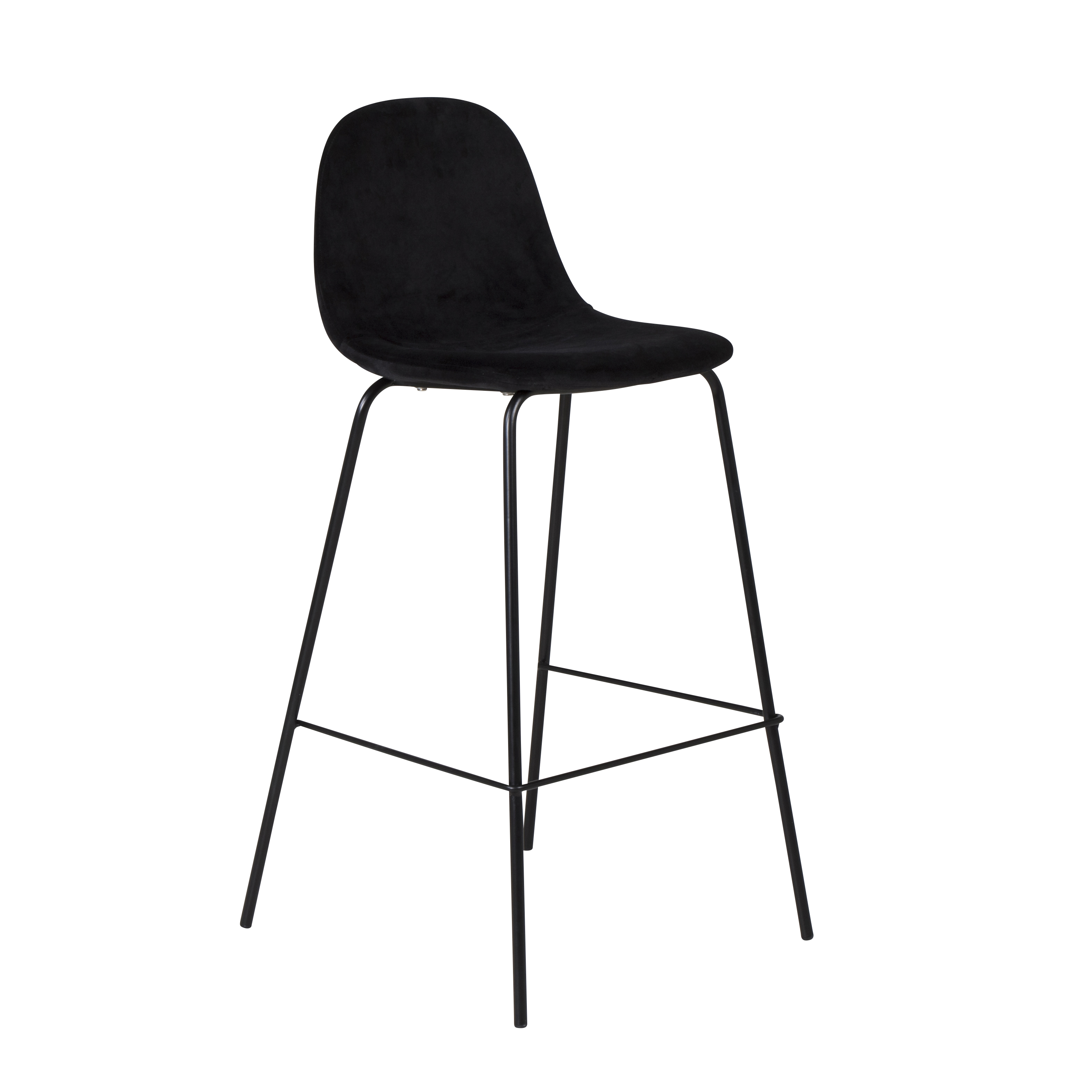 Barstol Venture Home Polar Svart Sammet/Metall med Ryggstöd 2 st