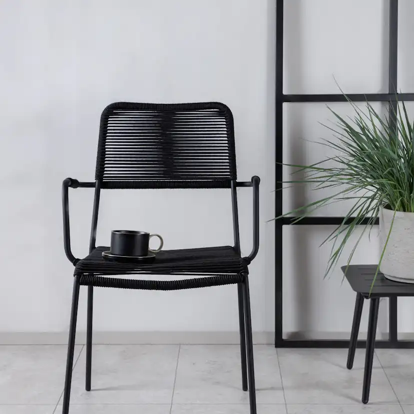 Lindos Armchair - Black Alu / Black Rope Svart