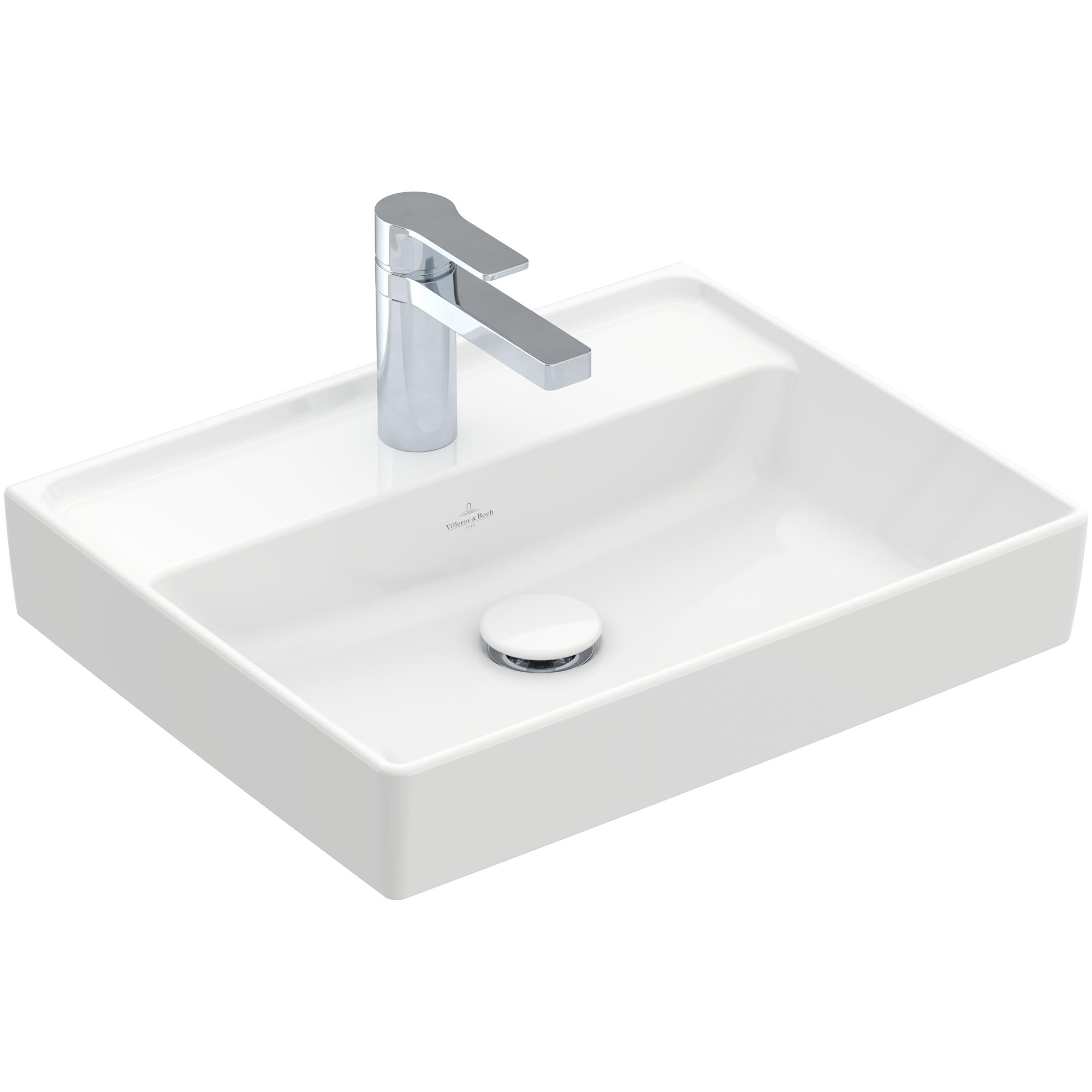Tvättställ villeroy & Boch Collaro 433451R1 Vit Alpin CeramicPlus, Utan Bräddavlopp, 500 mm, för Enhålsblandare