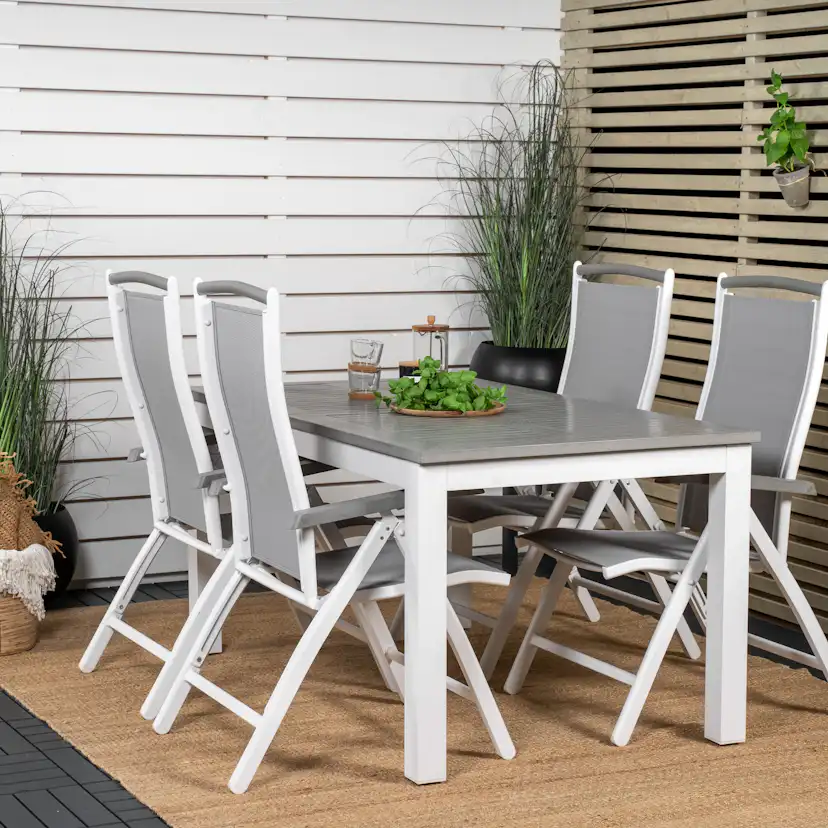Albany Dining Table 152/210*90 - White Alu / Grey Aintwood+A Grå
