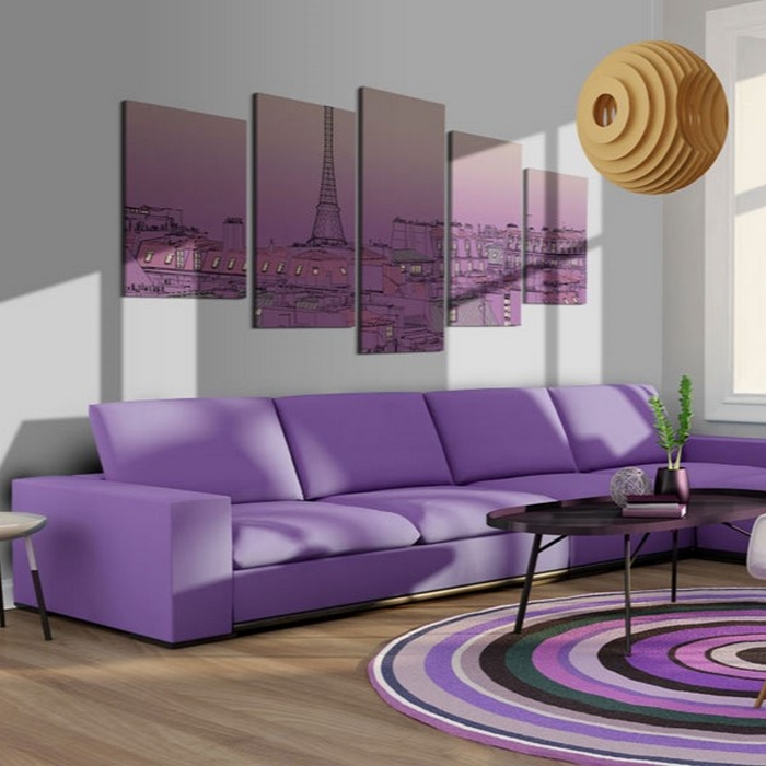 Tavla - Lavender sunrise over Paris 100x50 100x50 cm