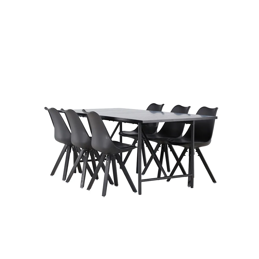 Matgrupp Venture Home Astrid med 6 Zeno Stolar Svart