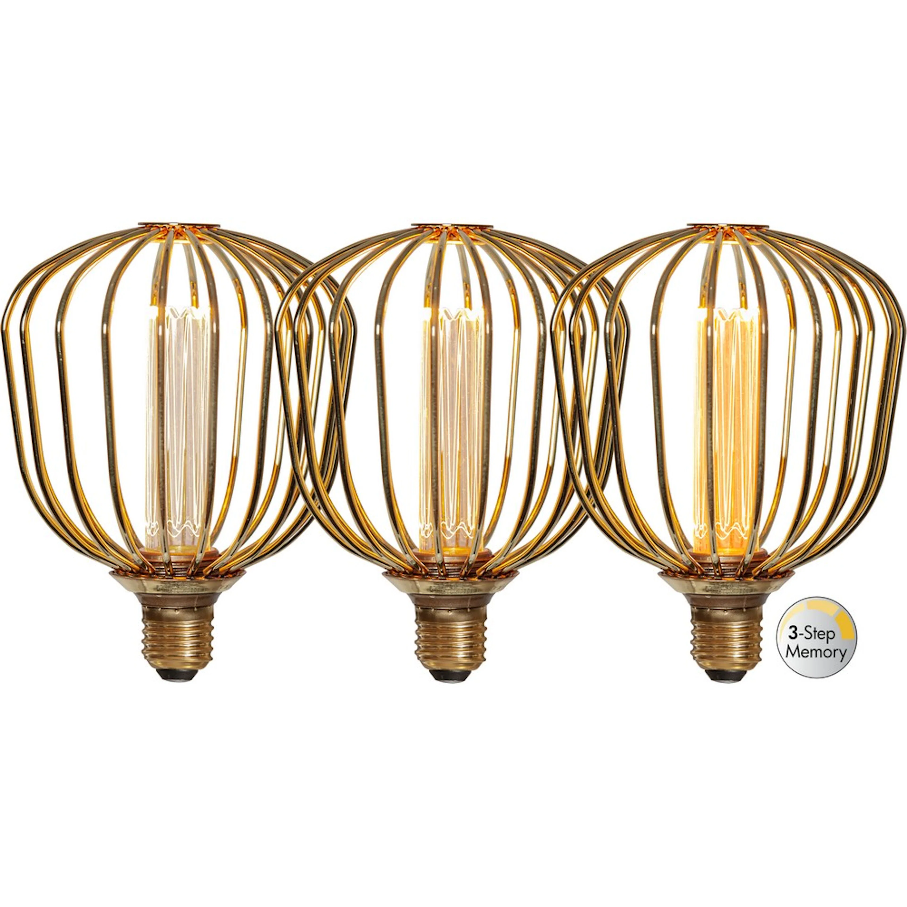 LED-lampa Star Trading E27 G125 Basket Gold