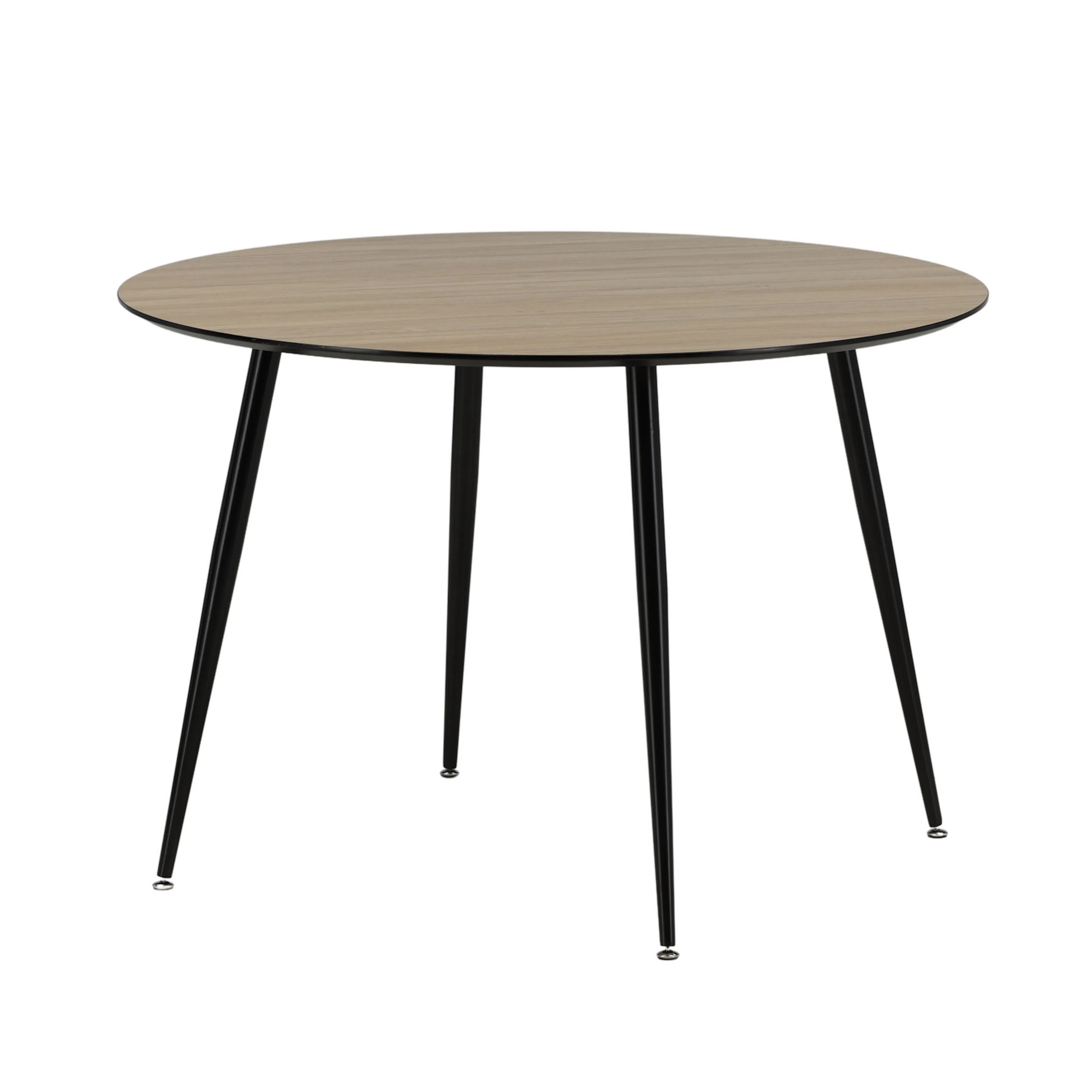 Silar Dining Table - Round 100 cm - "Wood Look" Melamine / B Natur/Svart