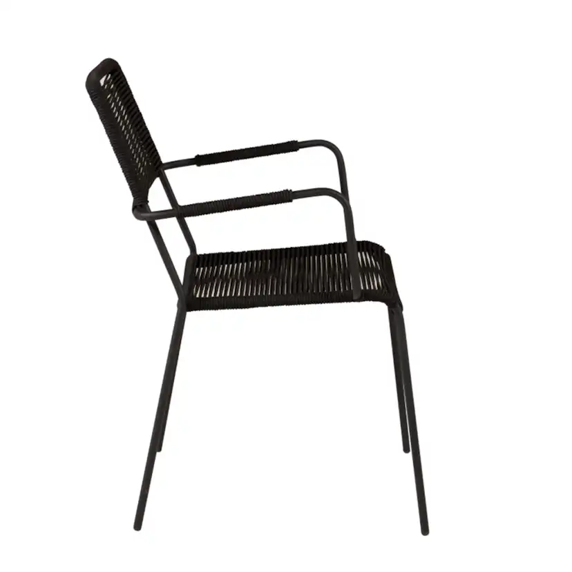 Lindos Armchair - Black Alu / Black Rope Svart