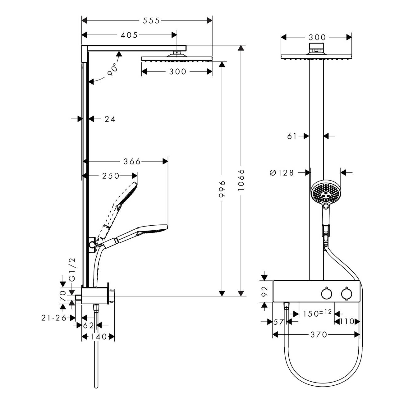 Takduschset Hansgrohe Raindance E Showerpipe 300 1jet ShowerTablet 350
