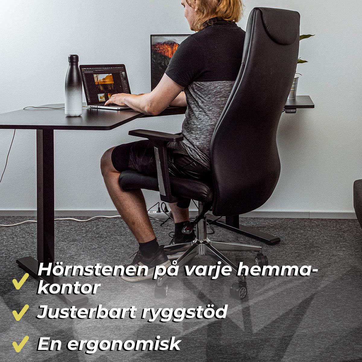 Kontorsstol Lykke Boss Stol i Läder med Justerbar Höjd & Ryggstöd