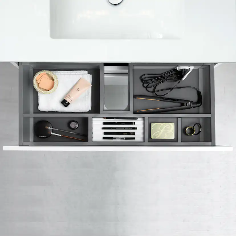 Möbelpaket 4AQUA Slim Vit 80 med Lådor och Spegel Luna LED